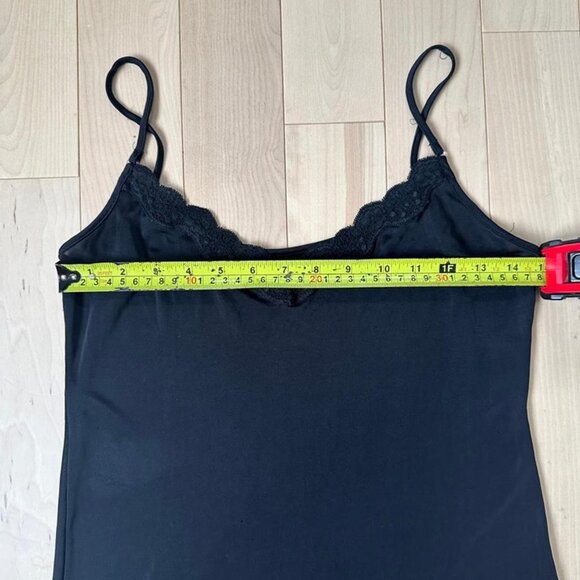 Vintage-Inspired Lingerie Slip Dress – Black Stretchy Lace Trim Size M - Picture 4 of 7